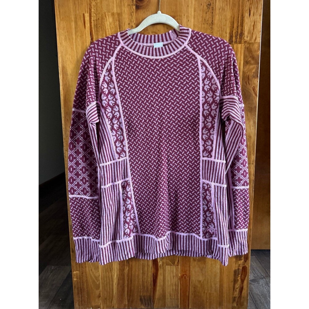 Kari Traa Smekker Wool Base Layer Top Sz. XL Burgundy & Pink